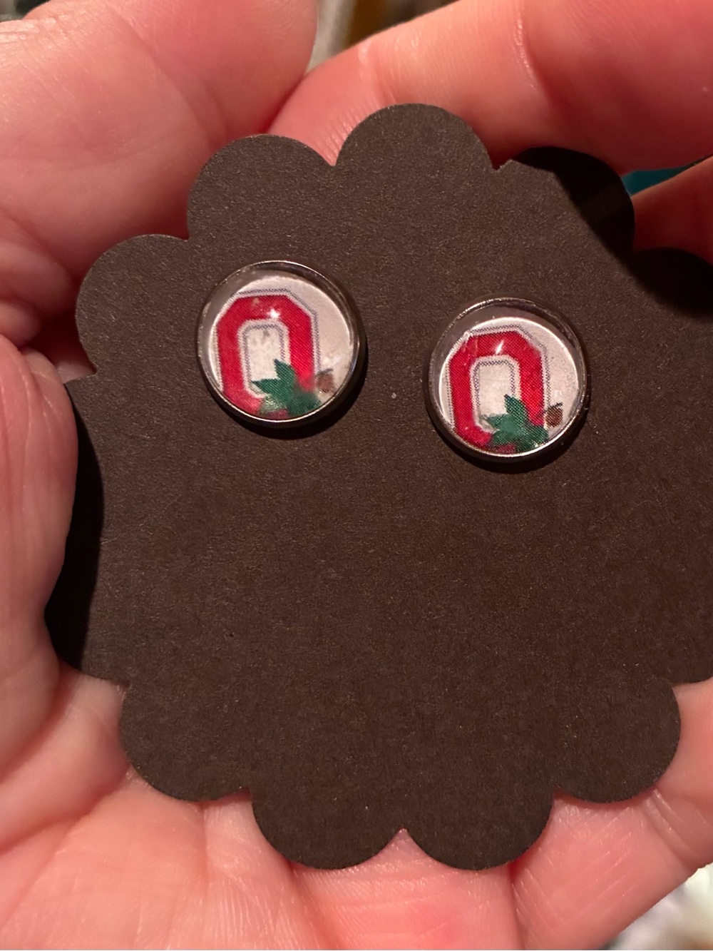 Ohio State Buckeyes round post Earrings